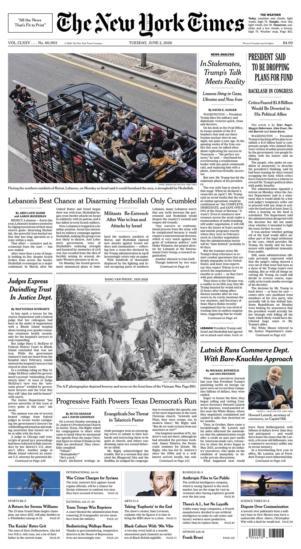 Cover of The New York Times - JUNE 2, 2026