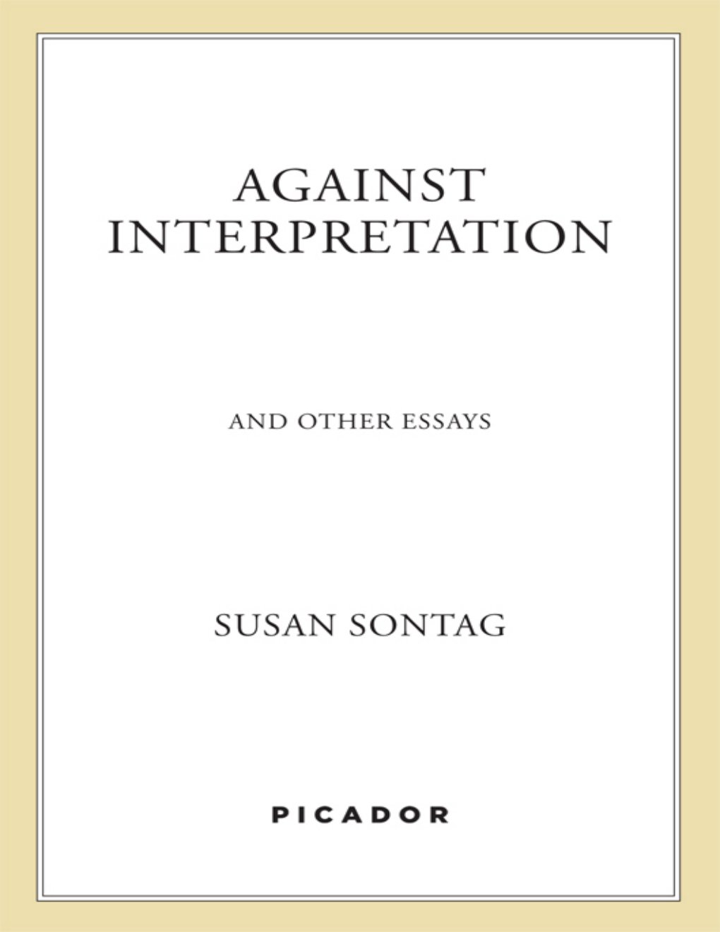 Cover of Against Interpretation