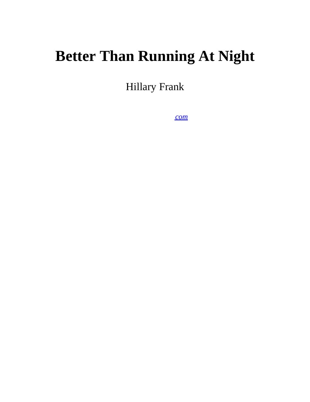 Cover of Better Than Running at Night