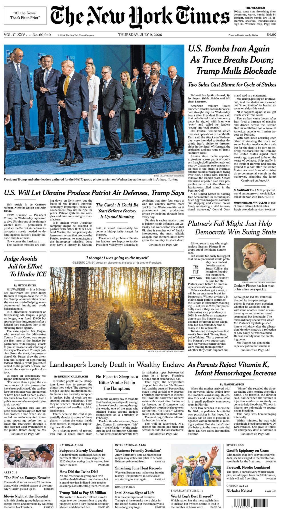 Cover of The New York Times - JULY 9, 2026