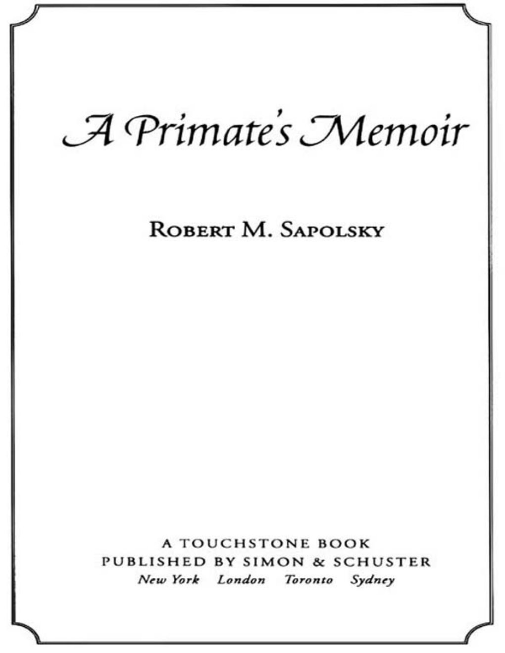 Cover of A Primate's Memoir