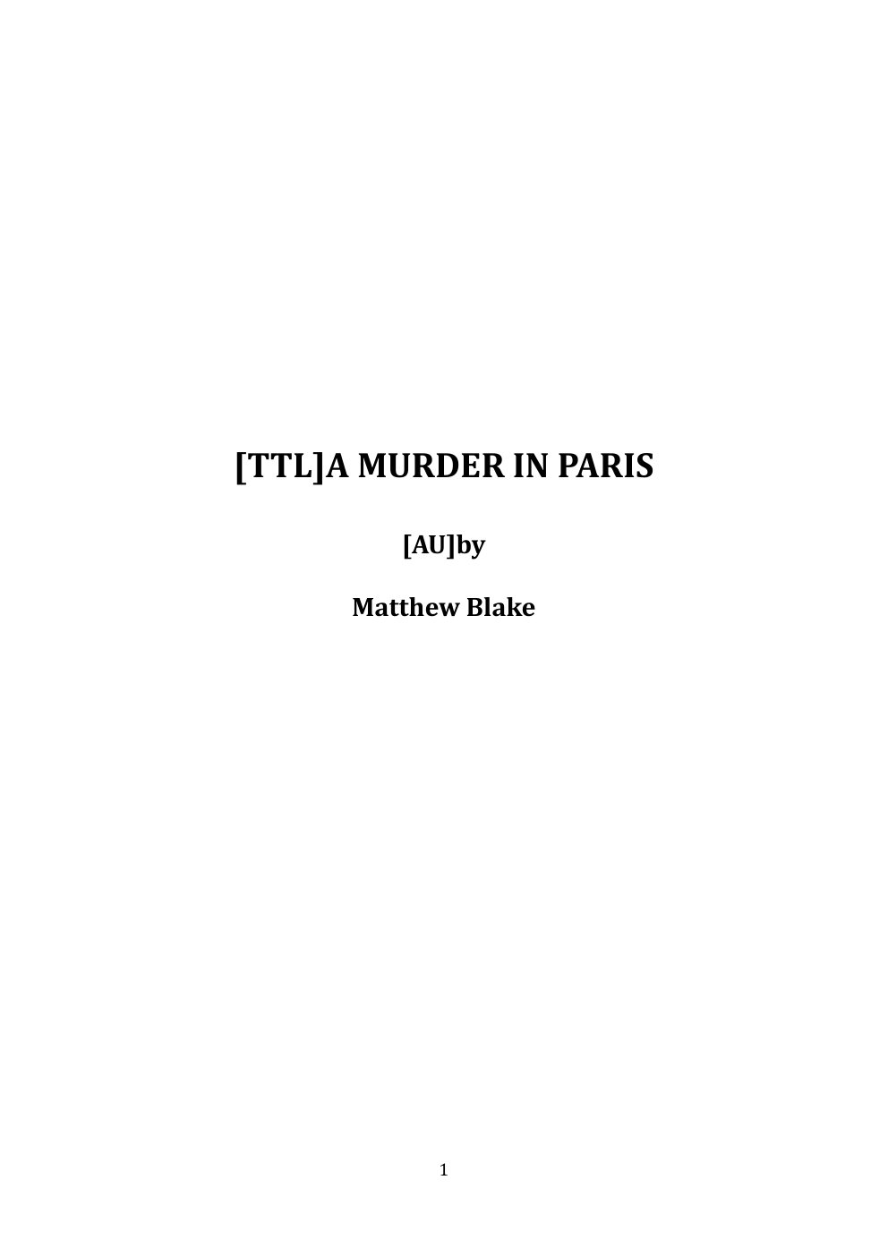 Cover of [TTL]A MURDER IN PARIS
