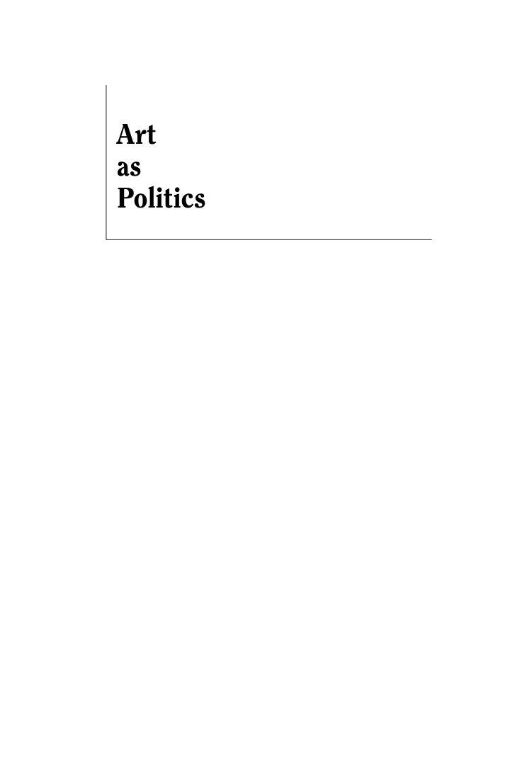 Cover of Art as Politics