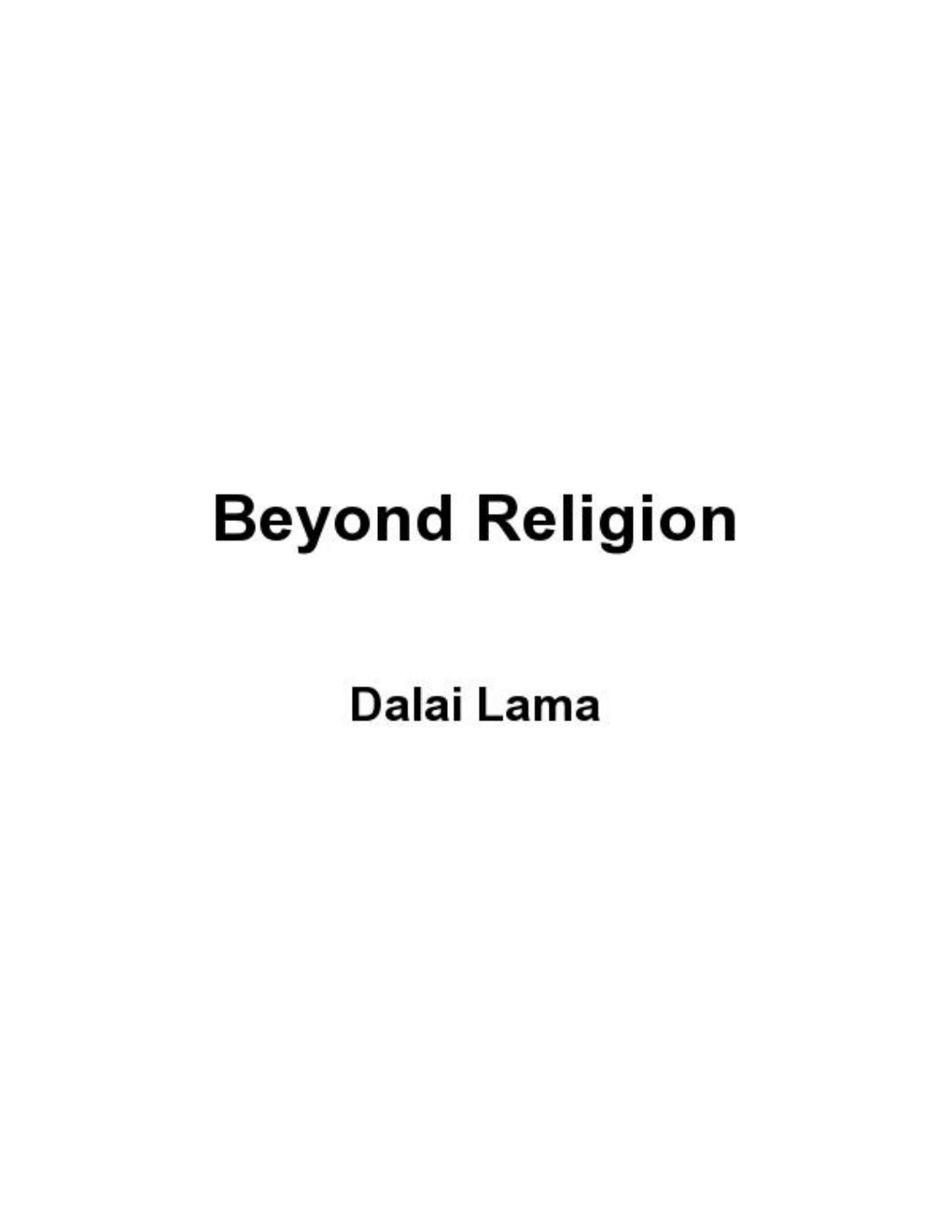 Cover of Beyond Religion
