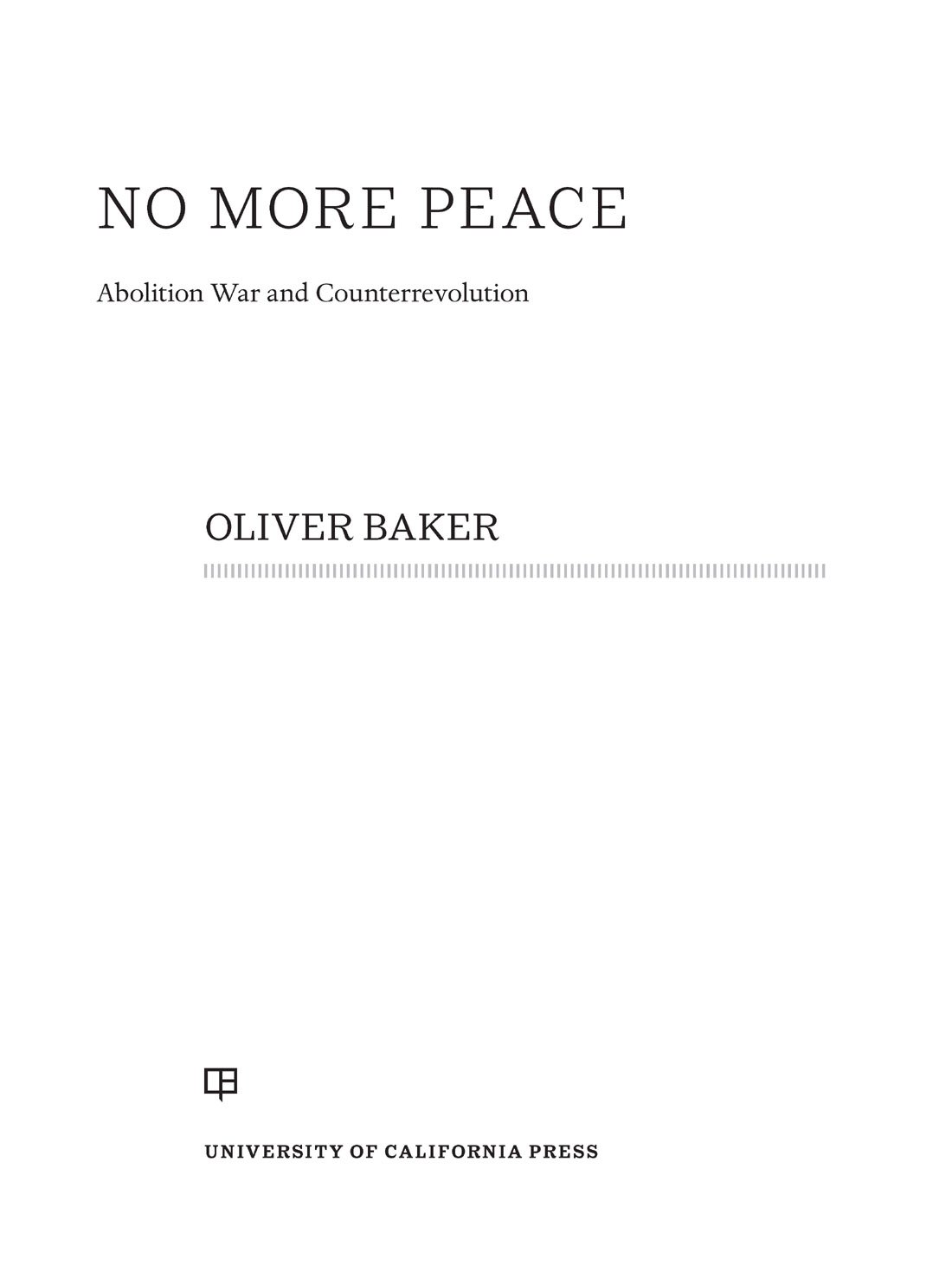 Cover of No More Peace (1819)
