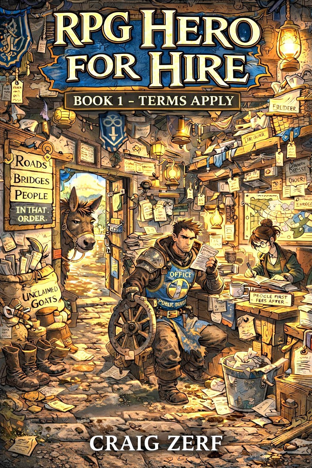 Cover of RPG Hero for hire BOOK 1 Hero for Hire: Terms Apply: A Gritty, Darkly Humorous LitRPG Adventure of Road Battles, Monsters, and Corrupt Systems