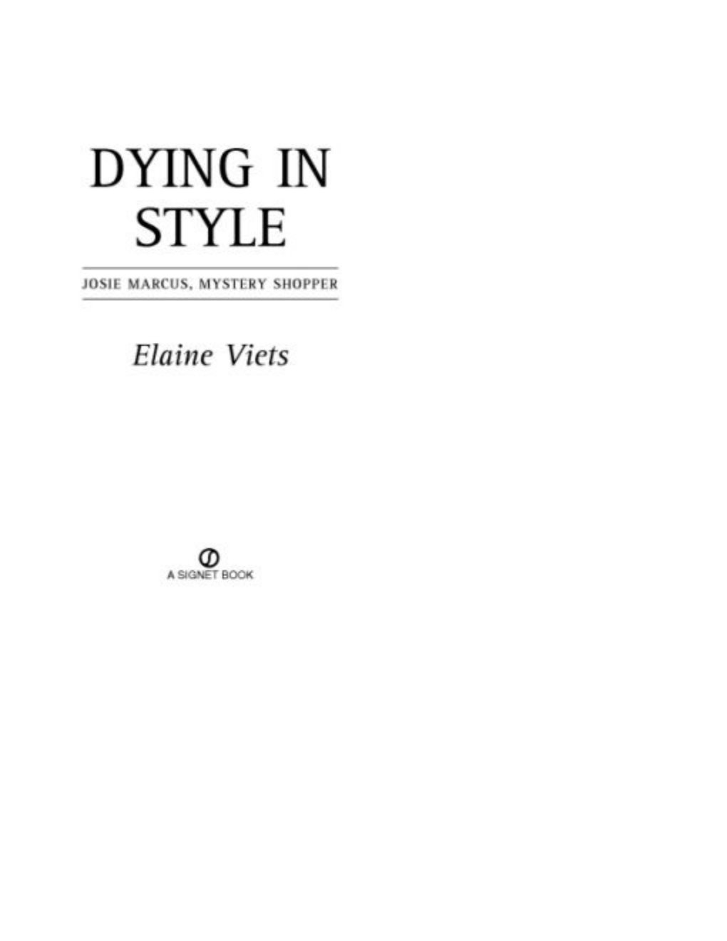 Cover of Dying In Style
