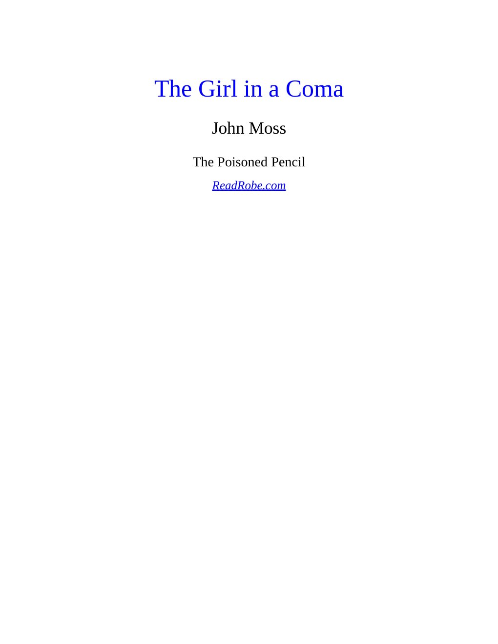 Cover of The Girl in a Coma (1707)