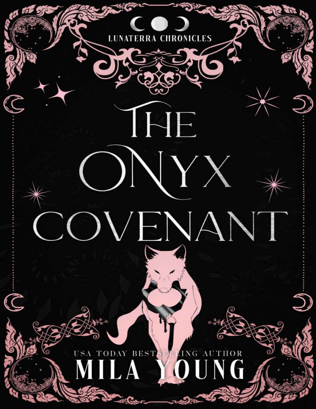 Cover of The Onyx Covenant: an Enemies to Lovers Romantasy (The Lunaterra Chronicles)