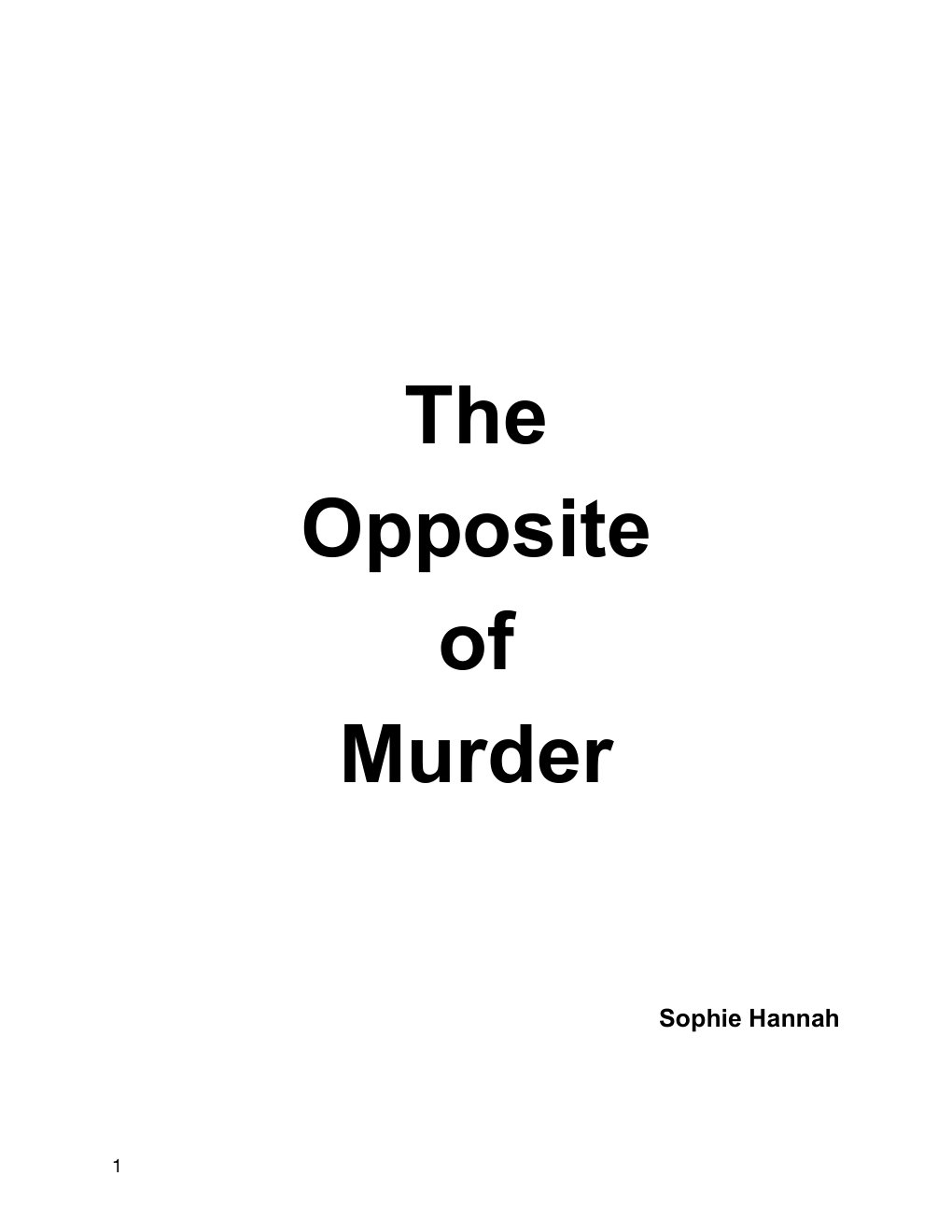 Cover of The Opposite of Murder - final version (2005)