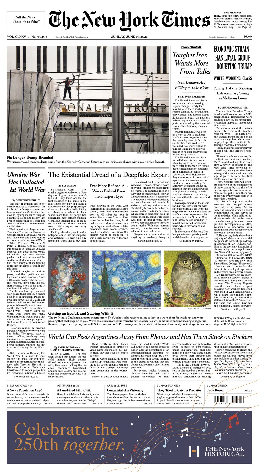 Cover of The New York Times - JUNE 14, 2026