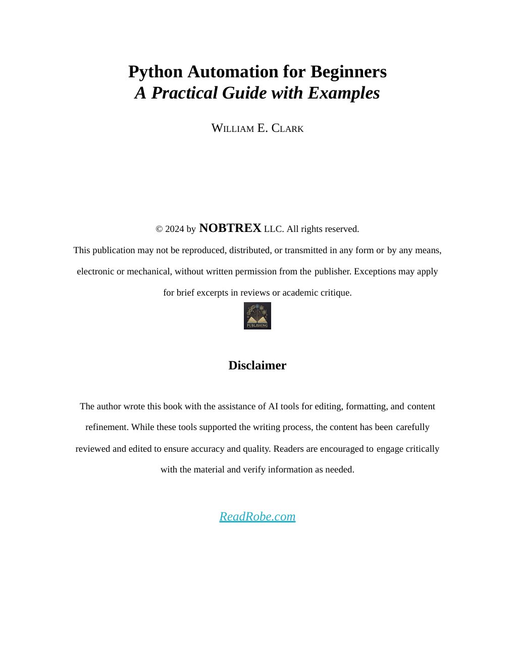 Cover of Python Automation for BeginnersA Practical Guide with Examples