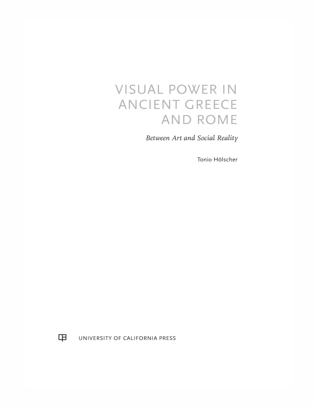 Cover of Visual Power in Ancient Greece and Rome