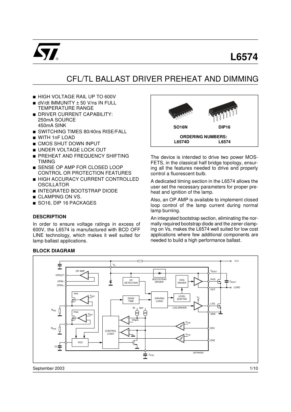 Cover of CFL/TL BALLAST DRIVER PREHEAT AND DIMMING