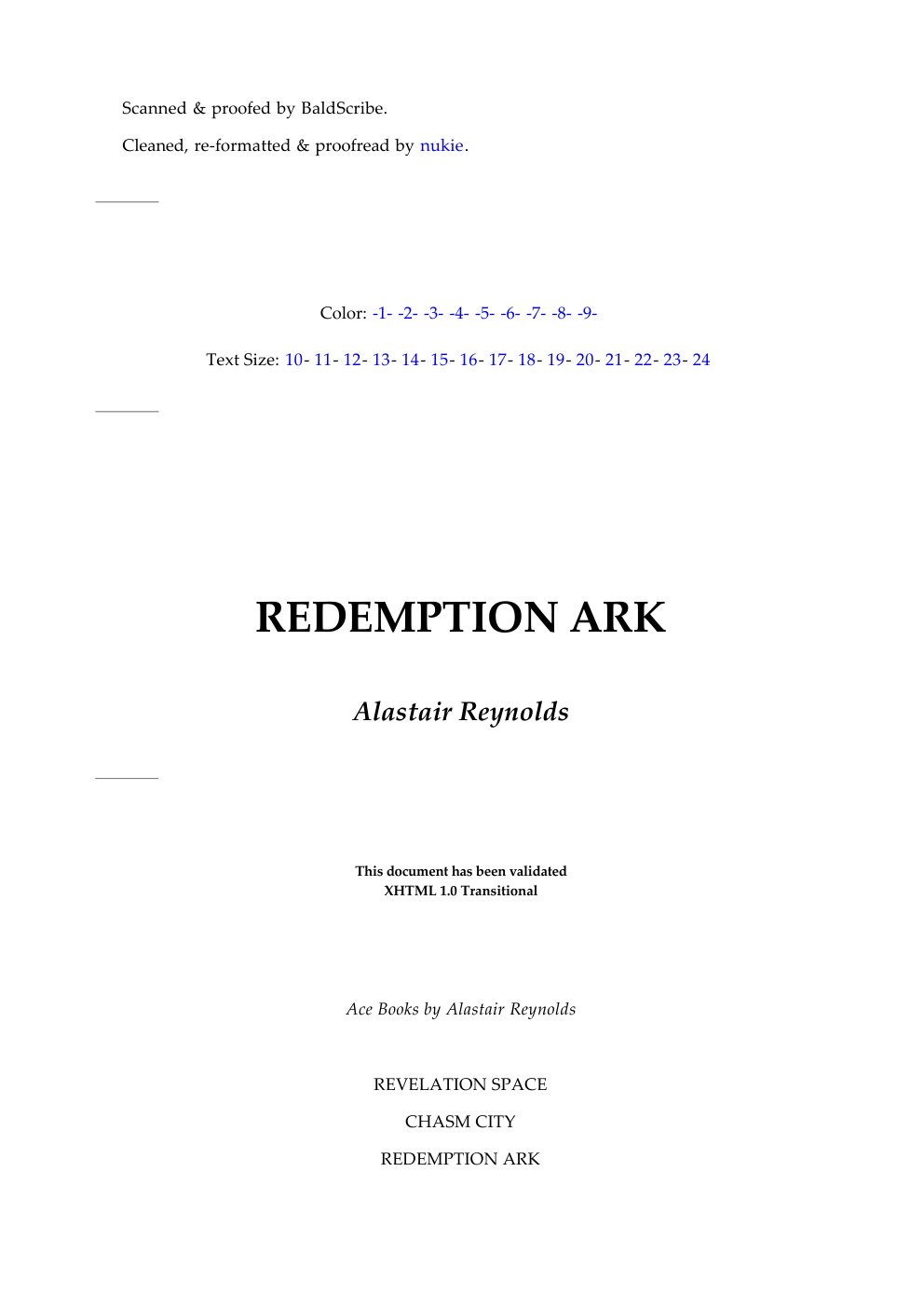Cover of REDEMPTION ARK