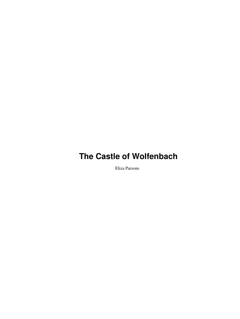 Cover of The Castle of Wolfenbach