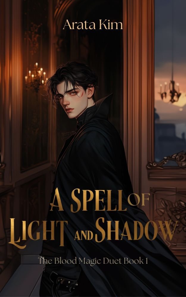 Cover of A Spell of Light and Shadow- A Blood Magic Romantasy with High-Stake Adventure and Forced Proximity (2025)