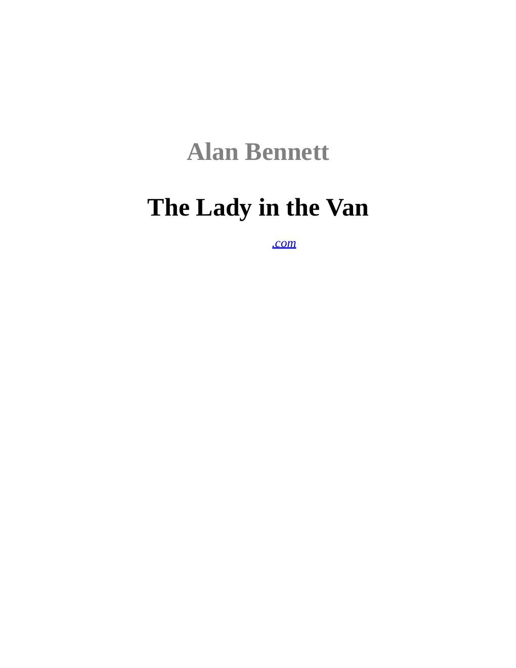 Cover of The Lady in the Van